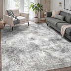 GENIMO Washable Area Rugs for Living Room, 9x12 Modern Non Slip Rugs, Low Pile Lightweight Soft Print Rug for Bedroom, Dining Room, Home Office, Grey