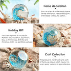 EUSTUMA Hand Blown Glass Figurines Ball Ocean Waves,Office Paperweight Glass for Desk,Home Decor Collectible,Aquarium Decor,Office Decor Ocean Lovers (Blue)