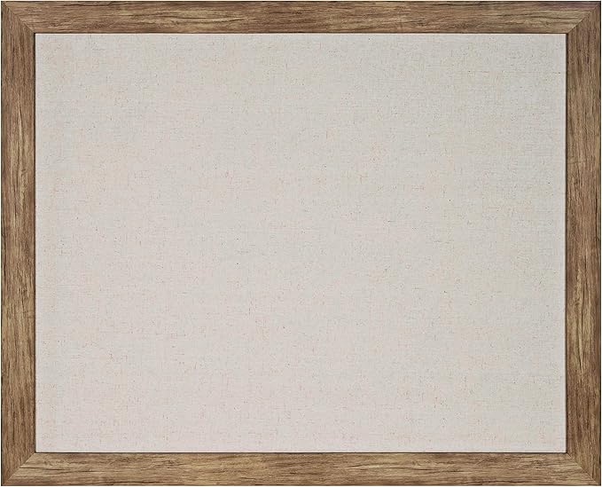 DesignOvation Beatrice Framed Linen Fabric Pinboard, 27x33, Rustic Brown, Decorative Farmhouse Wall Organizer