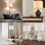 Set of 2 Drum Lampshades for Table, Floor & Bedside Lamps - 13 * 13 * 10 inch, Medium Beige Gray Shades - Natural Fabric Spider Fitter - Modern & Rustic Interiors - By GO&SO Assembly Required