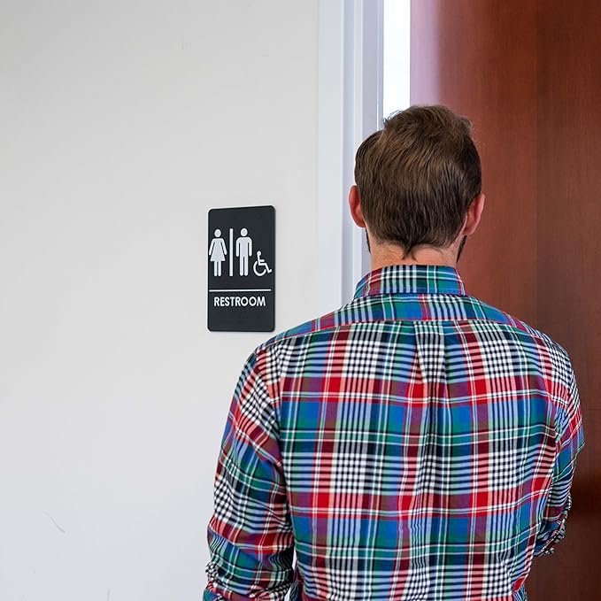 Men's/Women's Restroom Sign for Handicap Accessible Restroom ADA-Compliant Bathroom Door Sign, Made in USA, Pack of 24