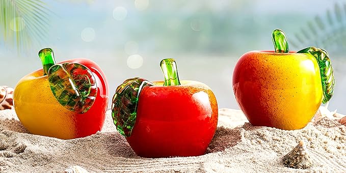 EUSTUMA Hand Blown Art Glass Apple Collectible Figurines,Glass Apple Paperweight,Christmas Eve Gifts,Home Decoration,Office Decoration.