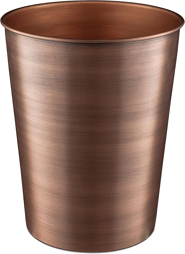 Monarch Abode Metal Bathroom Trash Can – Waste Basket for Bedroom, Office Desk, & Dorm, Handcrafted, Durable Decorative Antique Copper Small Trash Can Bathroom Garbage Bin Wastebasket