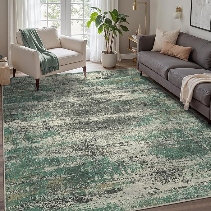 GENIMO 8x10 Area Rugs, Modern Living Room Rugs, Large Machine Washable Rug Non-Slip, Soft Pet Friendly Rugs for Bedroom, Playroom, Dining Room, Sage Green