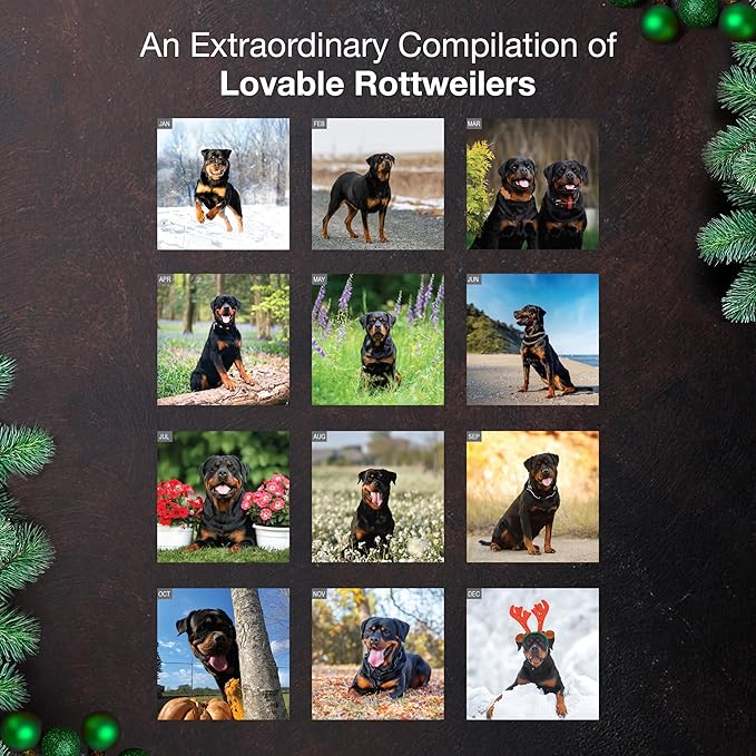 MICASA PRESS Rottweilers 2026 Wall Calendar 12 Month | 12" x 24" Open | Thick & Sturdy Paper | Holiday Gift | Cute Puppy Dog Calendar 2026