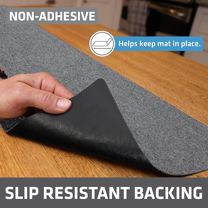 Drymate Premium Luxury Shelf & Drawer Liner, Thick Cushioned Fabric, Non-Adhesive, Absorbent, Waterproof, Slip-Resistant, Liners for Kitchen Cabinets, Cupboards(USA Made)(12”x59”)(24-Pack)(Light Grey)