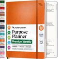 Roterunner Purpose Planner Notebook B5 5.8”x8.3” Undated 2026 Daily Weekly and Monthly Productivity Goal Setting Tool for Work Home ADHD Planner for Adults Self Care Journal (Orange Softcover)