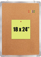 Cork Board Set for Wall - Bulletin Board Corkboard 18 x 24 in with 10 Thumb Tacks - Wall Hanging Pin Board Message Board Tack Board Organizer for Home, Office, Desk and Cubicle (18x24 Vertical)
