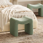 ZYKZYK Ottoman Vanity Seat, Plush Velvet Backless Stool and Small Foot Rest, Modern Accent Seating for Bedroom, Makeup Table or Living Room, Green