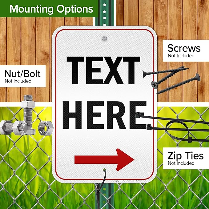 Custom Arrow,Custom Directional Sign, Right Arrow, 12x18 Inches, 3M EGP Reflective, Rust Free .063 Aluminum, Fade Resistant, Made in USA by My Sign Center