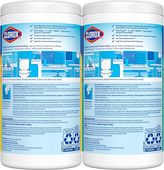 Clorox Disinfecting Cleaning Wipes Variety Pack, 75 Count Each, Pack of 2 (Package May Vary)