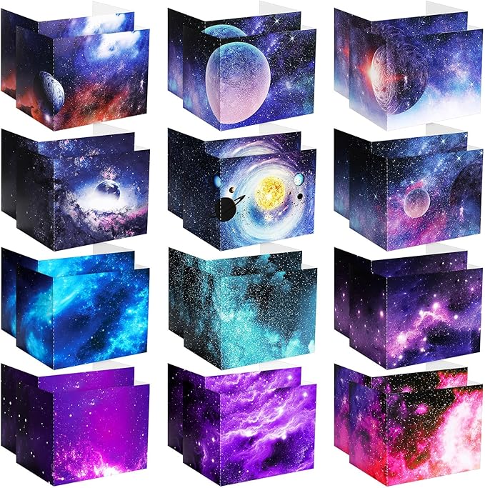 SATINIOR 24 Pcs Desk Dividers for Students, 12 Colors Testing Dividers Privacy Folders for Classroom Must Have Bulk, Study Panel for School Teacher Student Study Supplies(Galaxy Style)