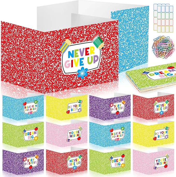 Cinrobiye 24 Pcs Inspirational Privacy Folders Standard for Students Cardboard Shields Test Privacy Boards Motivational Words Desk Dividers Shield for Classroom School Study Supplies (Colorful)