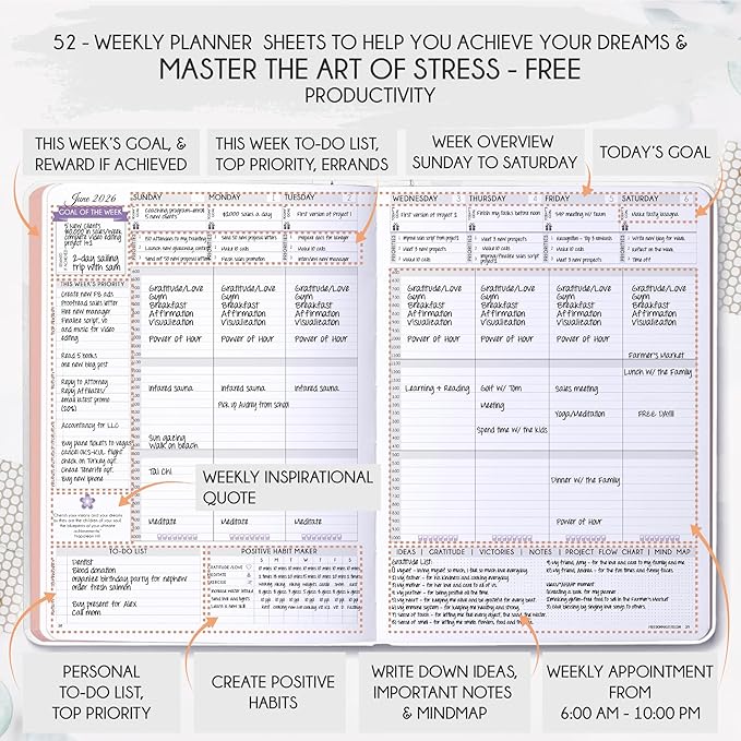 Law of Attraction Planner 2026 Deluxe with Productivity App | Weekly & Monthly Goal-Setting Planner, Life & Gratitude Journal | Include Foldable Vision Board, Gift Box & Stickers