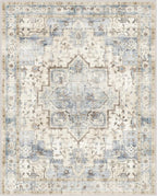 GENIMO 5x7 Area Rugs for Living Room, Machine Washable Rug, Non Slip Indoor Vintage Rug, Low Pile Lightweight Chenille Print Carpet for Bedroom Dining Room Home Office, Mint Sage