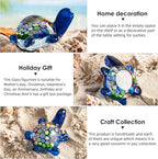 EUSTUMA Hand Blown Glass Sea Turtle Figurines Paperweight,Sea Animal Ornament for Home Decor,Sea Animals Collection for Birthday Gift,Glass Tortoise Sculpture