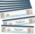 Desk Name Tags for Classroom -25 Student Name Plates for Classroom Kindergarten, Preschool, 1st, 2nd & 3rd Grade, 13x3 Teacher Nameplates for Student Desks, Boho Nametags