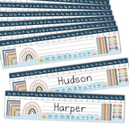 Desk Name Tags for Classroom -25 Student Name Plates for Classroom Kindergarten, Preschool, 1st, 2nd & 3rd Grade, 13x3 Teacher Nameplates for Student Desks, Boho Nametags