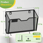 YINGHUA 6 Pack Mesh File Holders Wall Mounted - Durable Metal Hanging Organizer with Hooks - 12.6 Inch Vertical Wall Baskets for Mail Papers Office Home and School Storage - Black