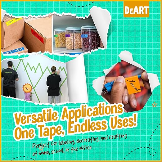 12 Pack Colored Masking Tape, 396 Ft x 0.6 inch Mini Colored Painters Tape for Arts & Crafts Labeling Coding Art Supplies Color Tape Rolls washi-scale Colorful Artist Tapes Classroom School Scrapbook