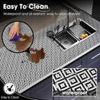 ALIUNI Drawer and Shelf Liner, Non-Slip Kitchen Cabinet Liners Non-Adhesive Thick Strong Grip Waterproof Washable Mats Protect Dresser Shelves Cupboard Bathroom Cabinets, Black & White, 24 in X 30 FT