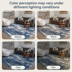 GENIMO 8x10 Area Rugs for Living Room, Machine Washable Non Slip Rugs, Low Pile Lightweight Vintage Print Rug for Bedroom, Dining Room, Home Office, Distressed Blue/Grey