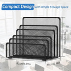 ReePlan Mail Organizer with 5 Slot, Metal Mail Holder for Desk, Office File Holder Letter Organizer for Mails (Black)