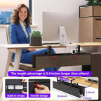 Cotohim Under Desk Cable Management Tray - Under Desk Cord Management - Clamp/Screw Mount - Fabric Wire Management - Cable Raceways Tray Cord Hiders for Office/Home (Black, 28.6"×5.6")