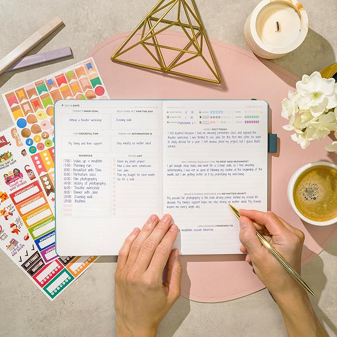 Clever Fox Self-Care Journal – Daily Reflection Notebook – Mental Health & Personal Development Planner, Meditation & Mood Log, A5 (Aquamarine)