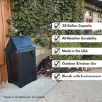 Sturdy Essentials 32 Gallon Square Slatted 100% Recycled Plastic Heavy Duty Outdoor Commercial Trash Can with Swing Top Lid | Great for Schools and Businesses - Green