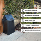 Sturdy Essentials 32 Gallon Square Slatted 100% Recycled Plastic Heavy Duty Outdoor Commercial Trash Can with Swing Top Lid | Great for Schools and Businesses - Beige Granite