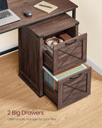 VASAGLE File Cabinet, Filing Cabinet with 2 File Drawers, Printer Stand, Fit A4, Letter Size, Hanging File Folders, Modern Farmhouse Style, for Home Office, Maroon Brown UOFC048K01