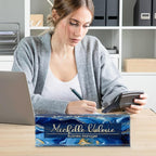 Personalized Name Plate for Desk, Custom Desk Name Plate, Acrylic Name Plate Office Desk Accessories, Personalized Office Gifts for Coworkers Teachers, Employee Appreciation Gifts (B-Blue Marble)