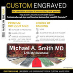 Engraved Door Signs for Office Personalized Rustico Granite Plastic Door Plaque White Letters - Made in USA 2x8 S2