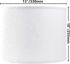Set of 2 Pure White Linen Drum Lamp Shade 13" Top x 13" Bottom x 10" High (Spider) Contemporary Lamp Shades for Table Lamps & Bedside Lamps Replacement Lampshade - GO&SO - Assembly is Required