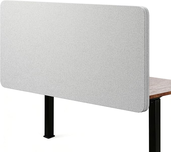 KERRAM Desk Privacy Panel 24 x 60 Inch, Sound Absorbing & Proof Desk Divider for Office, Clamp-on/Screw-on Acoustic Desk Back Panel Partition, Gray