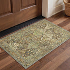 GENIMO Area Rug 2x3 Doormat, Machine Washable Low Pile Rugs, Small Retro Chenille Entryway Mat for Entrance, Hallway, Kitchen and Corridor, Bronze Olive
