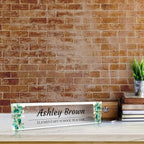 Signs ByLITA Floral Pattern Customized Nameplate | Eucalyptus Personalized Full Color Acrylic Desk Sign