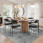 GENIMO Washable Area Rugs for Living Room, 8x10 Modern Non Slip Rugs, Low Pile Lightweight Soft Print Rug for Bedroom, Dining Room, Home Office, Washed Ink Grey White