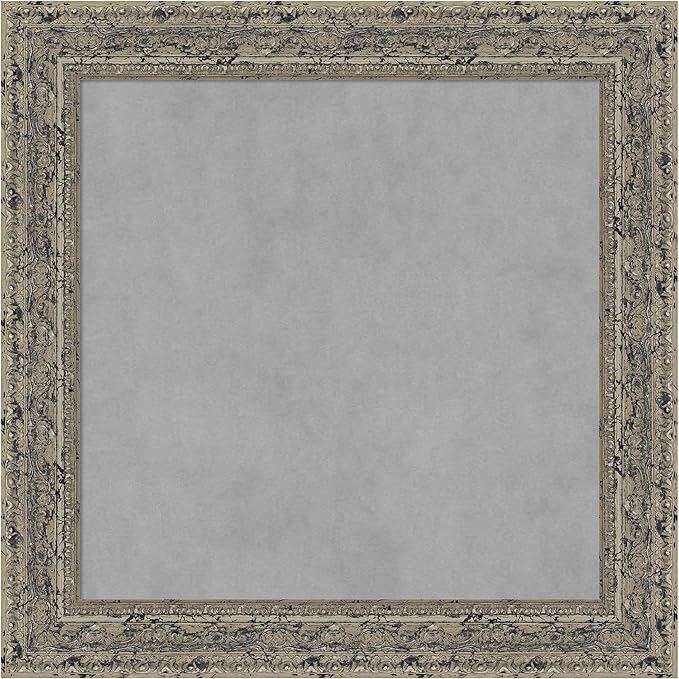 Amanti Art Silver Framed Magnetic Board 25x25 Medium Vision Board for use with Magnets, 100% Metal Sheet to Display Items as Office Decor or for Home Organization in mudroom, Kitchen or Kids Room