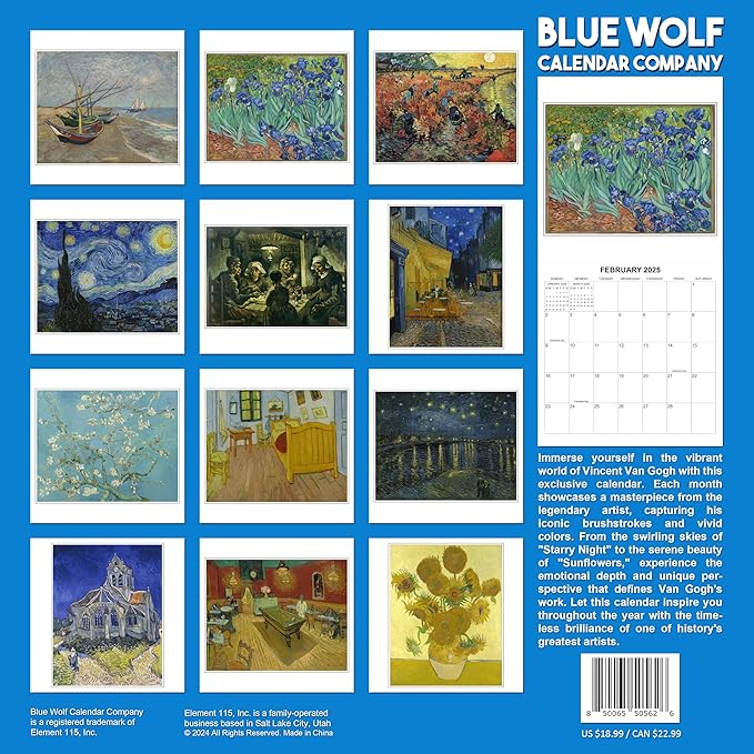 2026 Vincent Van Gogh Artwork Monthly Wall Calendar | Iconic VanGogh Paintings Calendar 2025-2026
