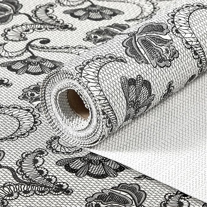 ALIUNI Drawer and Shelf Liner, Non-Slip Kitchen Cabinet Liners Non-Adhesive Thick Strong Grip Waterproof Washable Mats Protect Dresser Shelves Cupboard Bathroom Cabinets, Boho: Floral, 24 in X 10 FT