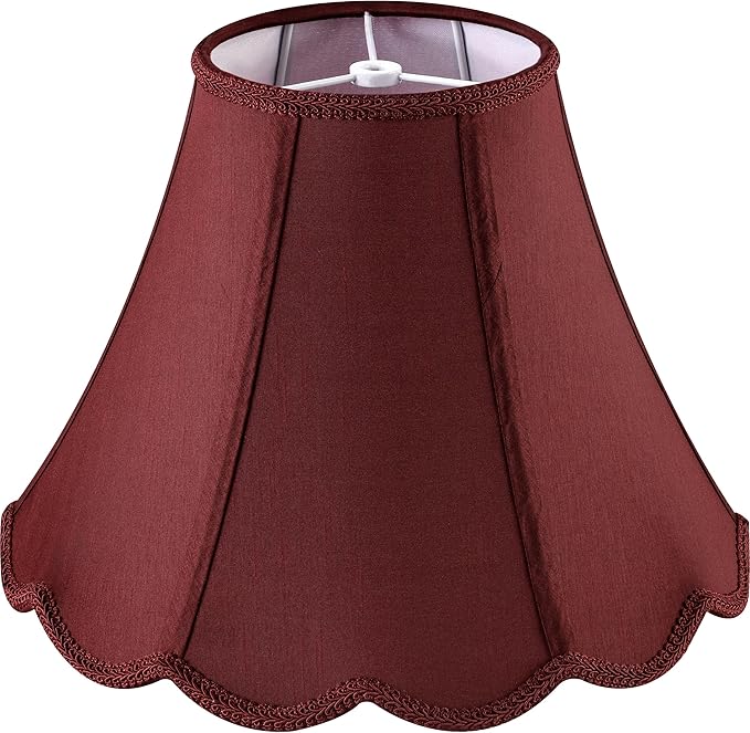 GOSO Set of 1 Elegant Leaf Scalloped Lamp Shade Burgundy, 6×13×9.8 Inch Spider Bell Lamp Shade for Table Lamp,Floor Lamps Replac Braids with Petal Edges,Easy Assembly Art Decor Shades for Bedroom