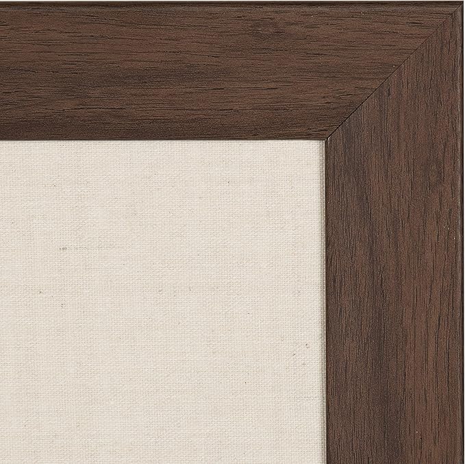 DesignOvation Beatrice Framed Linen Fabric Pinboard, 23x29, Walnut Brown