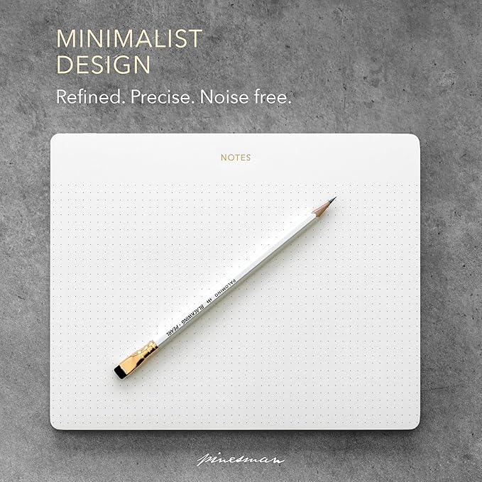 Pinesman - Mouse Pad Notepad for Professionals, 3 Pack, 9.8" x 7.9", 150 Sheets (50 Each), Minimalist, Gold Foiled, Dotted Layout, Executive's Desk Note Pad, To Do List Notepad, Eco-friendly, FSC™ Certified Planner Pad