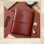 Lewtemi Stamp Collecting Albums Set Stamp Collection Book Include 20 Pages Album Binder Tweezer and Loop Magnifier Collecting Supplies for Collectors (Brown Pirate,1/2/3/4 Rows)