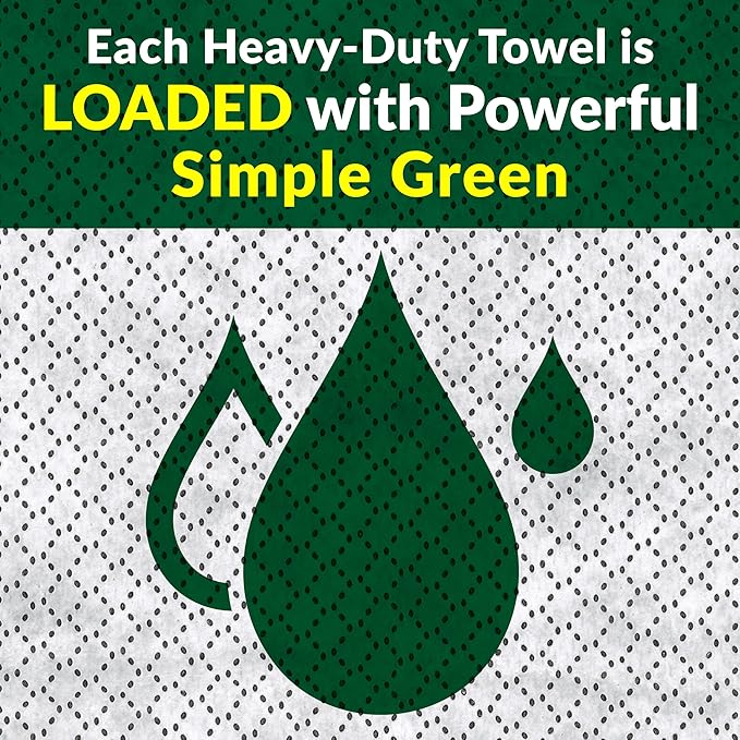 Simple Green Professional Grade Heavy-Duty Cleaning and Degreasing Towels, All-Purpose Cleaning Wipes, 75 count (Pack of 2)