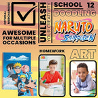 Naruto Stationery Set with Colouring Pencils Tin Pencil Case Childrens Notebooks Bumper Stationery Pack Anime Stationery Set School Supplies Anime Gifts for Boys