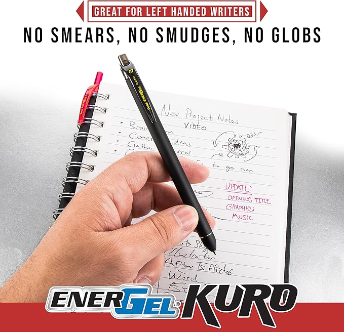 Pentel EnerGel Kuro Shades of Joy, Retractable Liquid Gel Pen, Assorted Ink Colors, Pack of 6 (BL437JOYPF6)