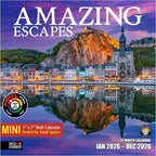 RED EMBER Amazing Escapes 2026 Mini Wall Calendar 12 Month | 7" x 14" Open | Thick & Sturdy Paper | Holiday Gift | Travel Calendar 2026